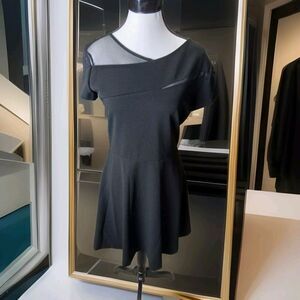 Bar III Holiday Dress Size M Black Short Sleeve Sheer NEW $79.50 USA